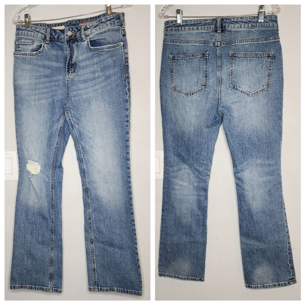 Anthropologie Pilcro Straigh Leg Distressed Medium Wash Jeans Size 29 Tall